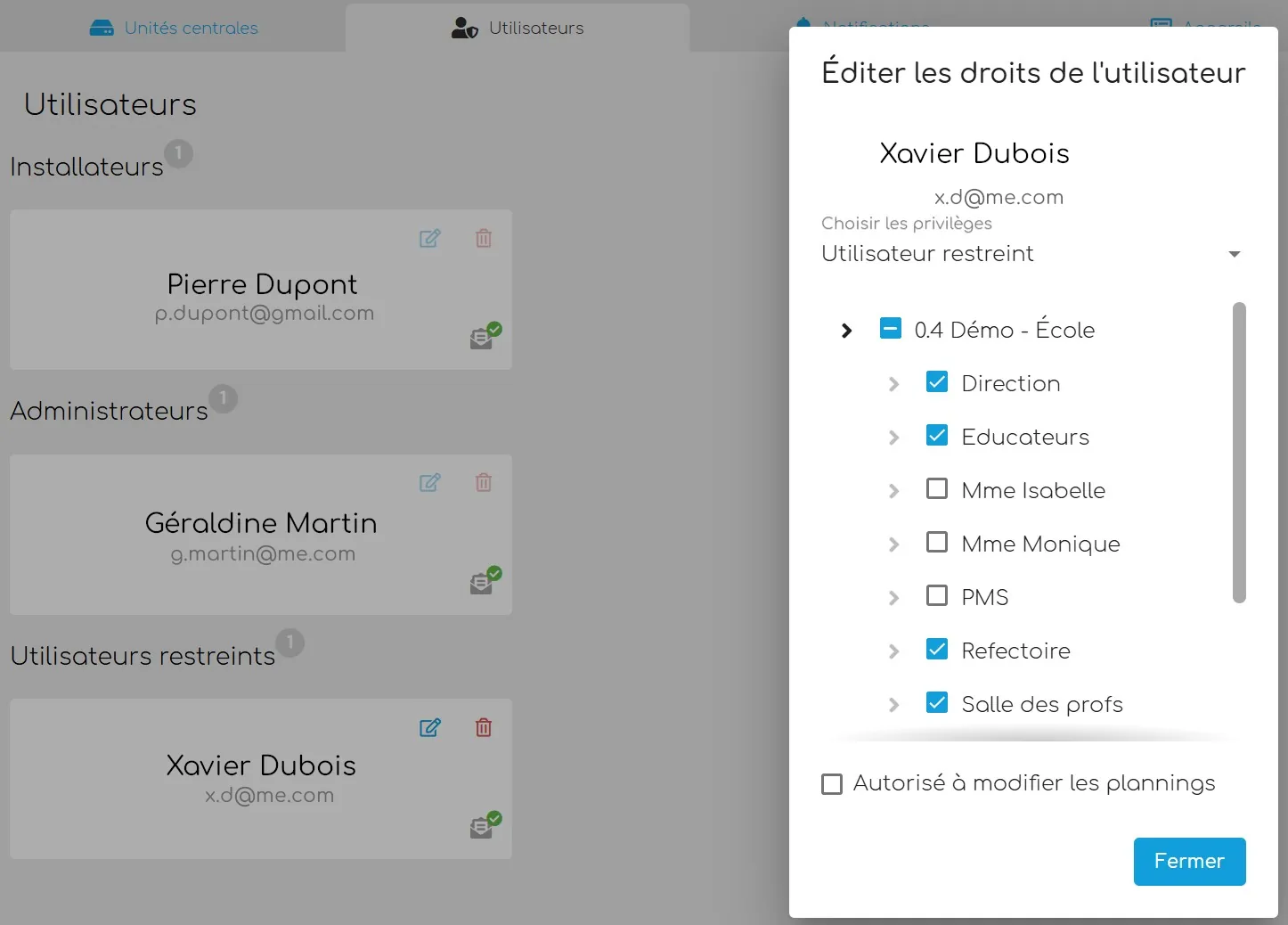 Gestion des droits